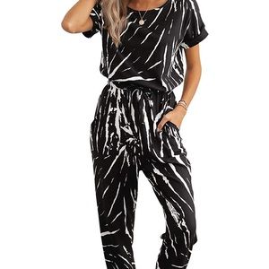 Tie dye short sleeved pajama jumpsuit